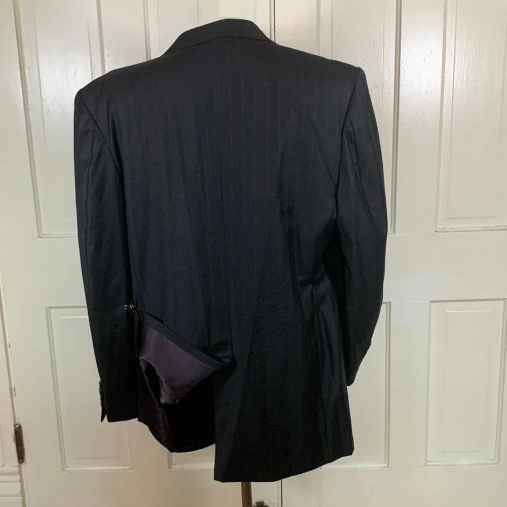 Loro Piana Super 150s Wool Blazer Mens 44R Charcoal Lord's Tailor Pinstripe